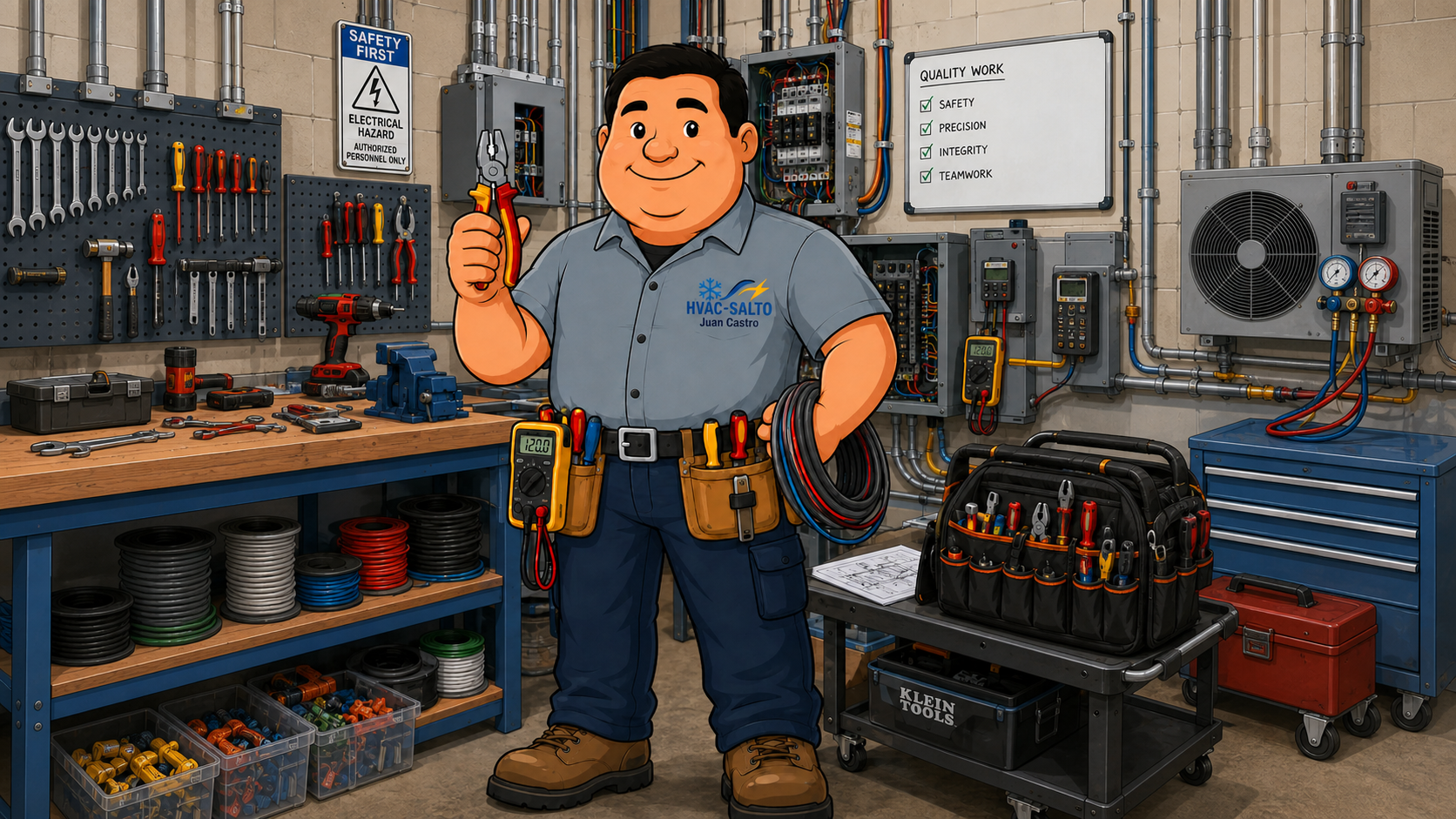 Ilustración del técnico de HVAC-Salto Juan Castro